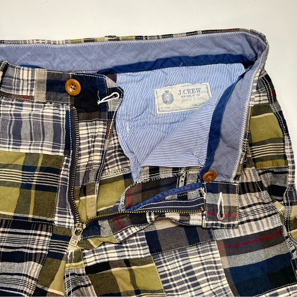 J CREW Men’s Indian Madras Patchwork Plaid Chino Shorts Multicolor Size 32 - Picture 3 of 10